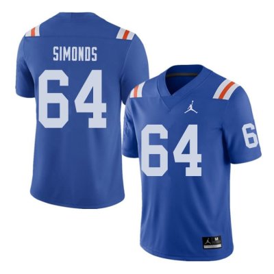 Men's Florida Gators #64 Riley Simonds NCAA Jordan Brand Royal Throwback Alternate Authentic Stitched College Football Jersey HMR3162TS